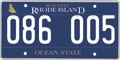 RI license plate 086005