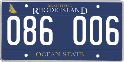 RI license plate 086006