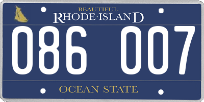 RI license plate 086007