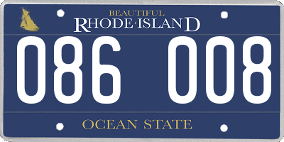 RI license plate 086008