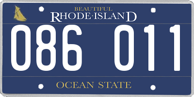 RI license plate 086011