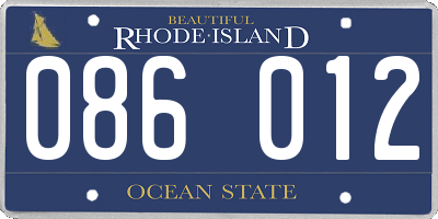 RI license plate 086012