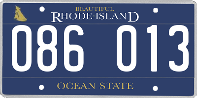 RI license plate 086013