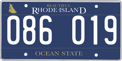RI license plate 086019