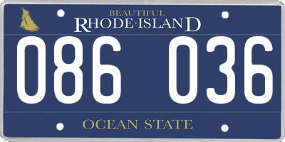 RI license plate 086036