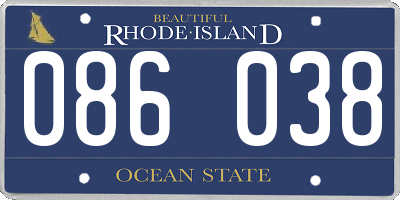 RI license plate 086038