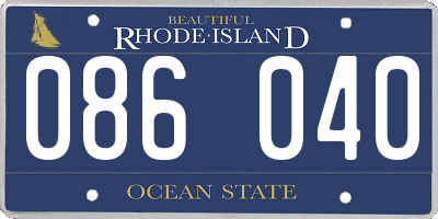RI license plate 086040
