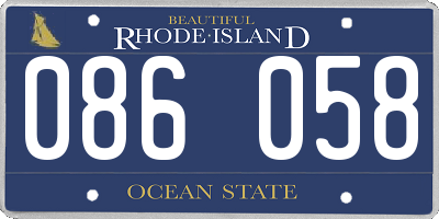 RI license plate 086058