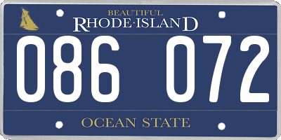 RI license plate 086072
