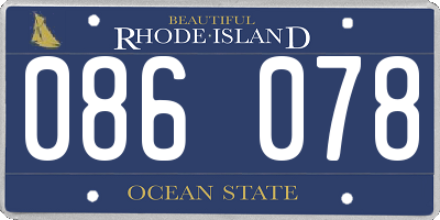 RI license plate 086078