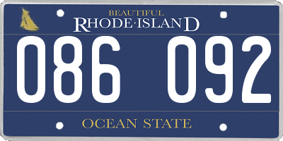 RI license plate 086092