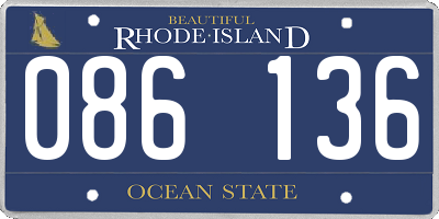 RI license plate 086136