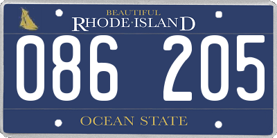 RI license plate 086205