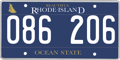 RI license plate 086206