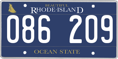 RI license plate 086209