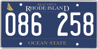 RI license plate 086258