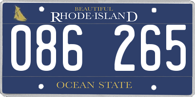 RI license plate 086265