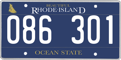 RI license plate 086301