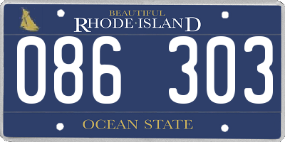 RI license plate 086303