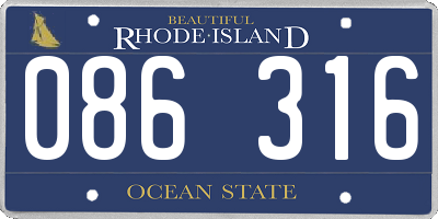 RI license plate 086316