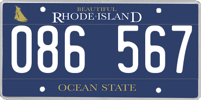RI license plate 086567