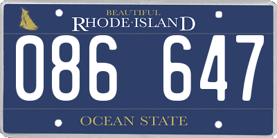 RI license plate 086647