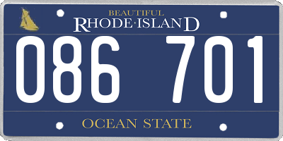 RI license plate 086701