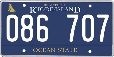 RI license plate 086707