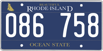 RI license plate 086758