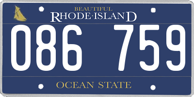RI license plate 086759