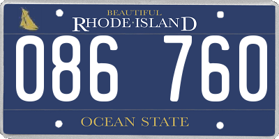 RI license plate 086760