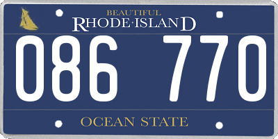 RI license plate 086770