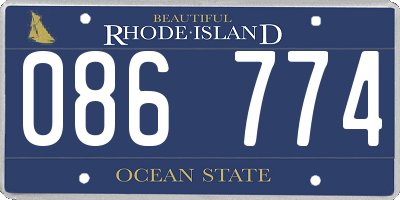 RI license plate 086774