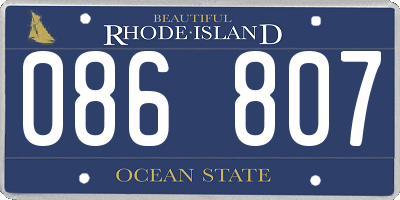 RI license plate 086807