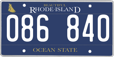 RI license plate 086840
