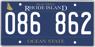 RI license plate 086862