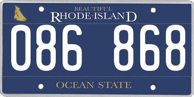 RI license plate 086868