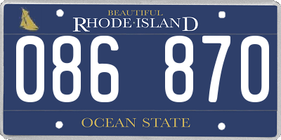 RI license plate 086870