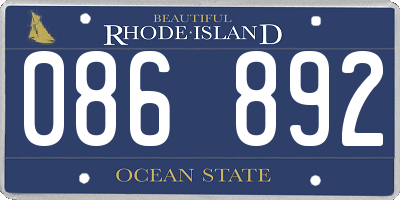 RI license plate 086892