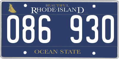 RI license plate 086930