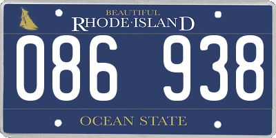 RI license plate 086938