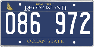 RI license plate 086972