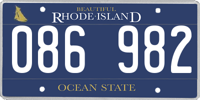 RI license plate 086982