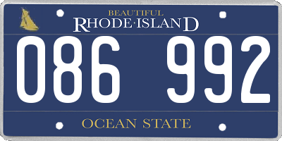 RI license plate 086992