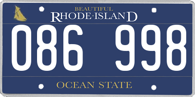 RI license plate 086998