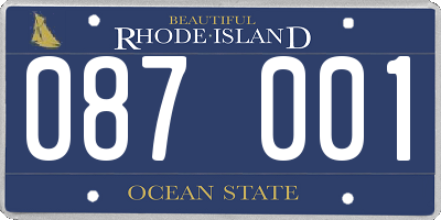 RI license plate 087001