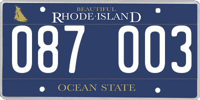 RI license plate 087003