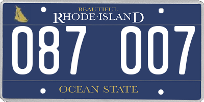 RI license plate 087007