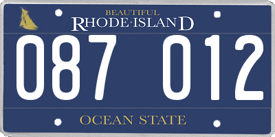 RI license plate 087012