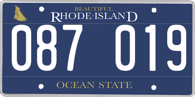 RI license plate 087019